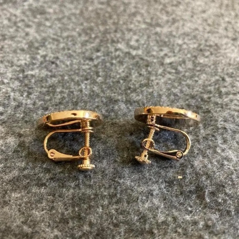 Mango Tree Gold Mother of Pearl Faux Pearl Clip On Earrings Screw‎ Back Studs